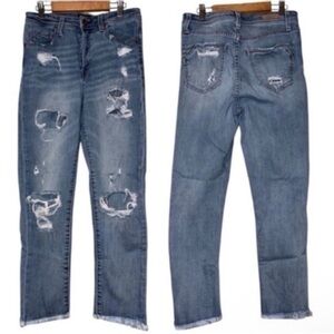 Buckle Faded Blue Ripped Cropped Jeans